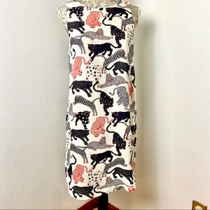 H&M Lion Print Dress. Multi colors (White/Black/Red)  Sz 8.